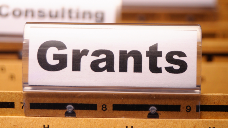 A paper folder with a "grants" tab
